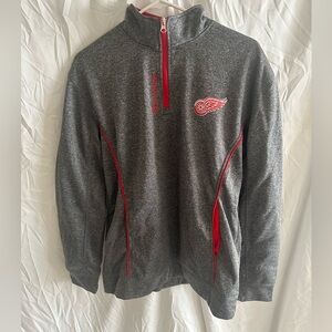 Detroit Red Wings Men’s Medium 1/4 Zip NHL Licensed Gray and Red Wings